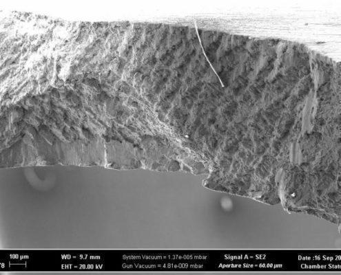 Изображение поверхности разрушения в электронном микроскопе, х110